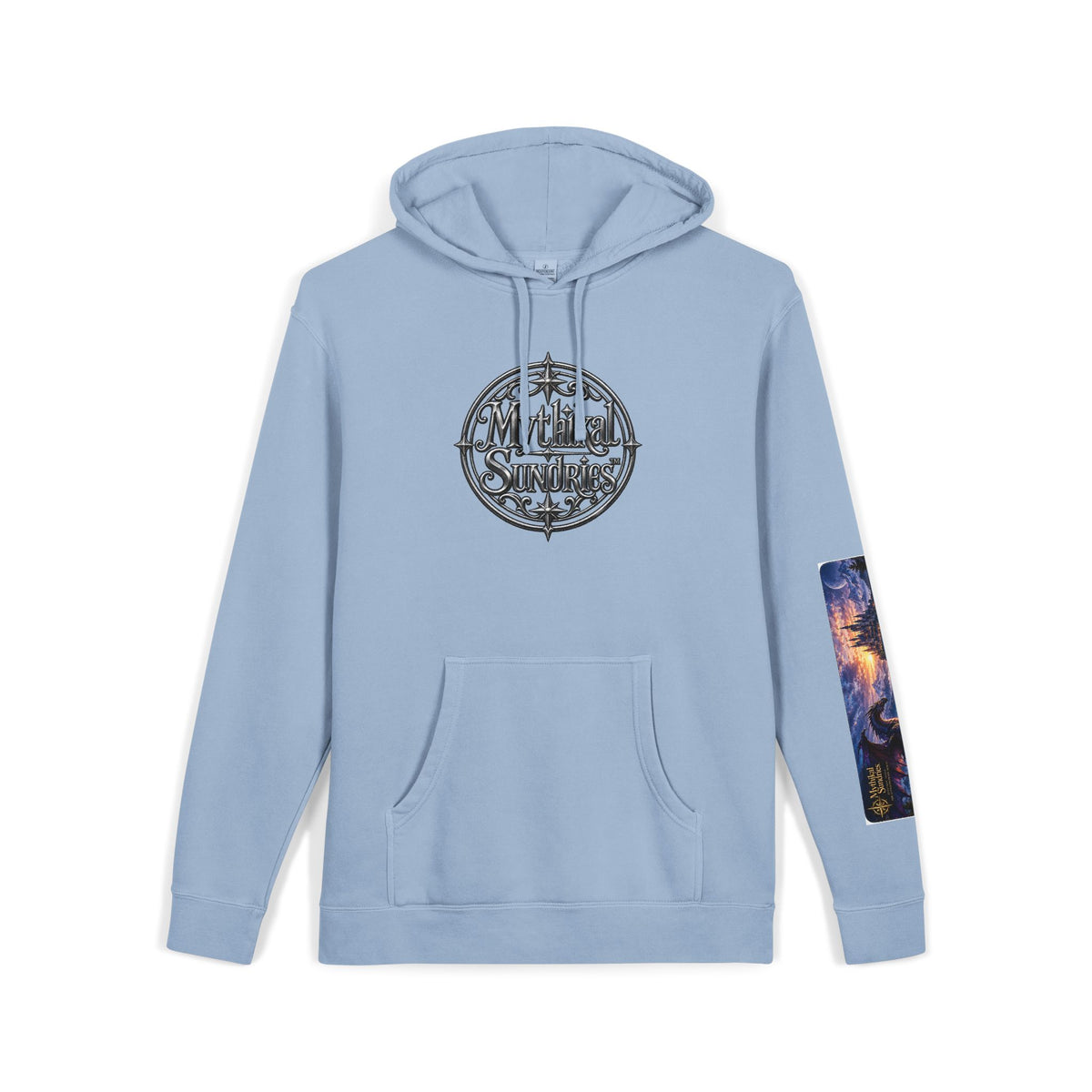 Dragon Battle Hoodie — Fantasy City Back Graphic Pigment-Dyed Sweatshirt