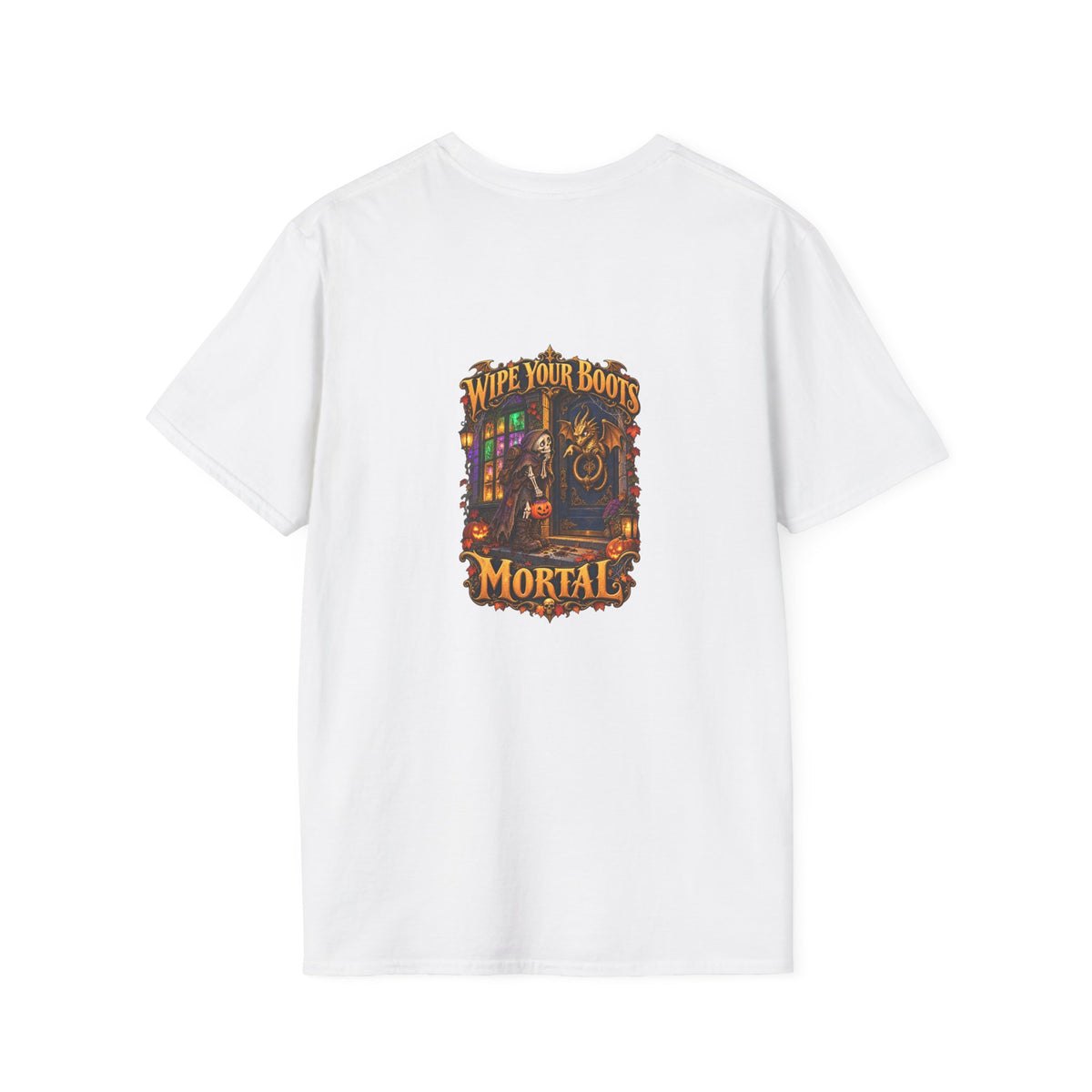 Wipe Your Boots, Mortal! Dragon Door Unisex T-Shirt | Mythikal Sundries™