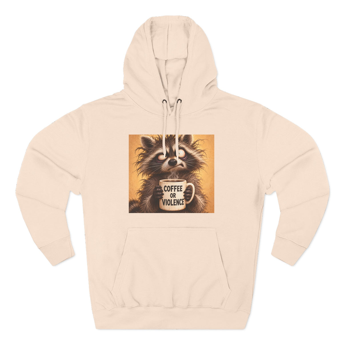 Coffee & Violence Raccoon Hoodie — Funny Vintage Animal Graphic Pullover