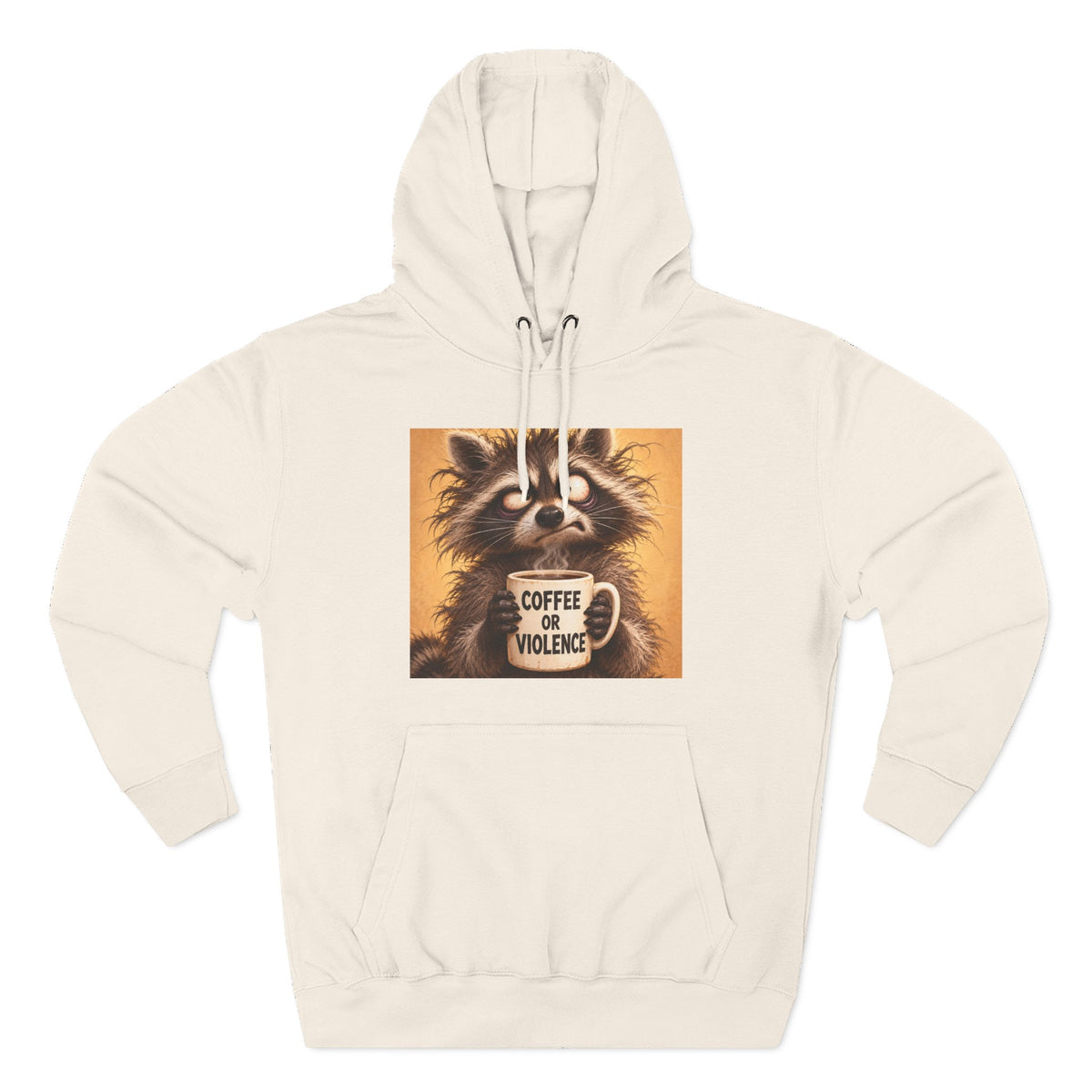 Coffee & Violence Raccoon Hoodie — Funny Vintage Animal Graphic Pullover