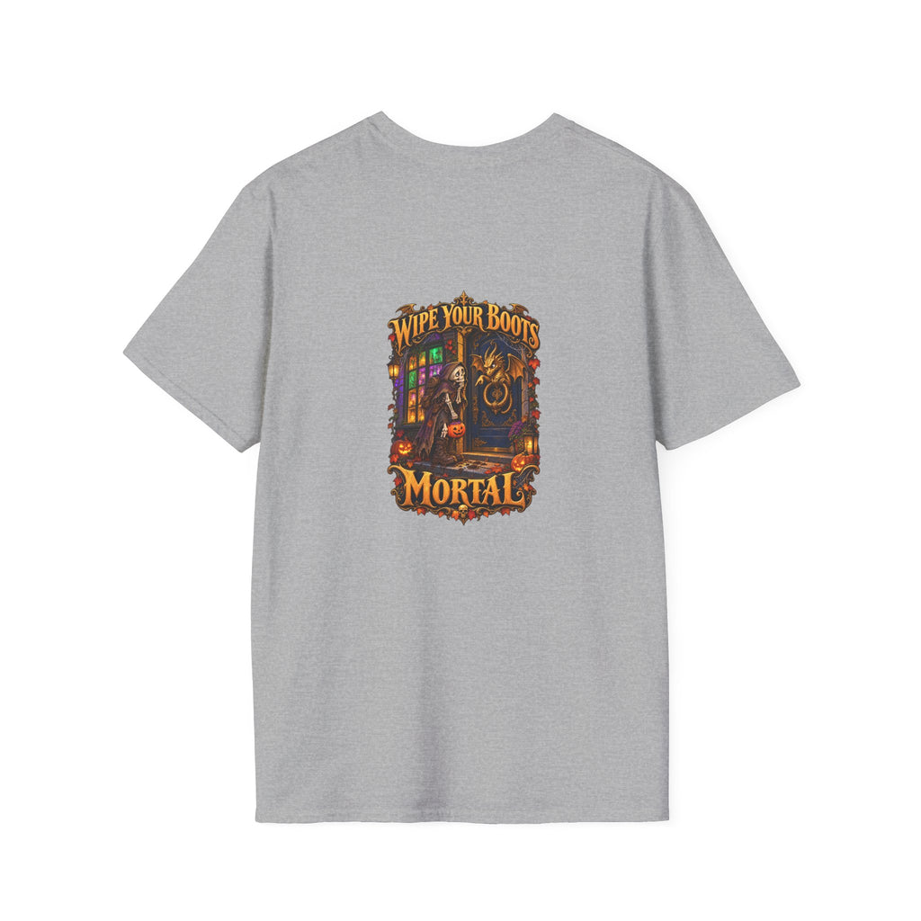 Wipe Your Boots, Mortal! Dragon Door Unisex T-Shirt | Mythikal Sundries™
