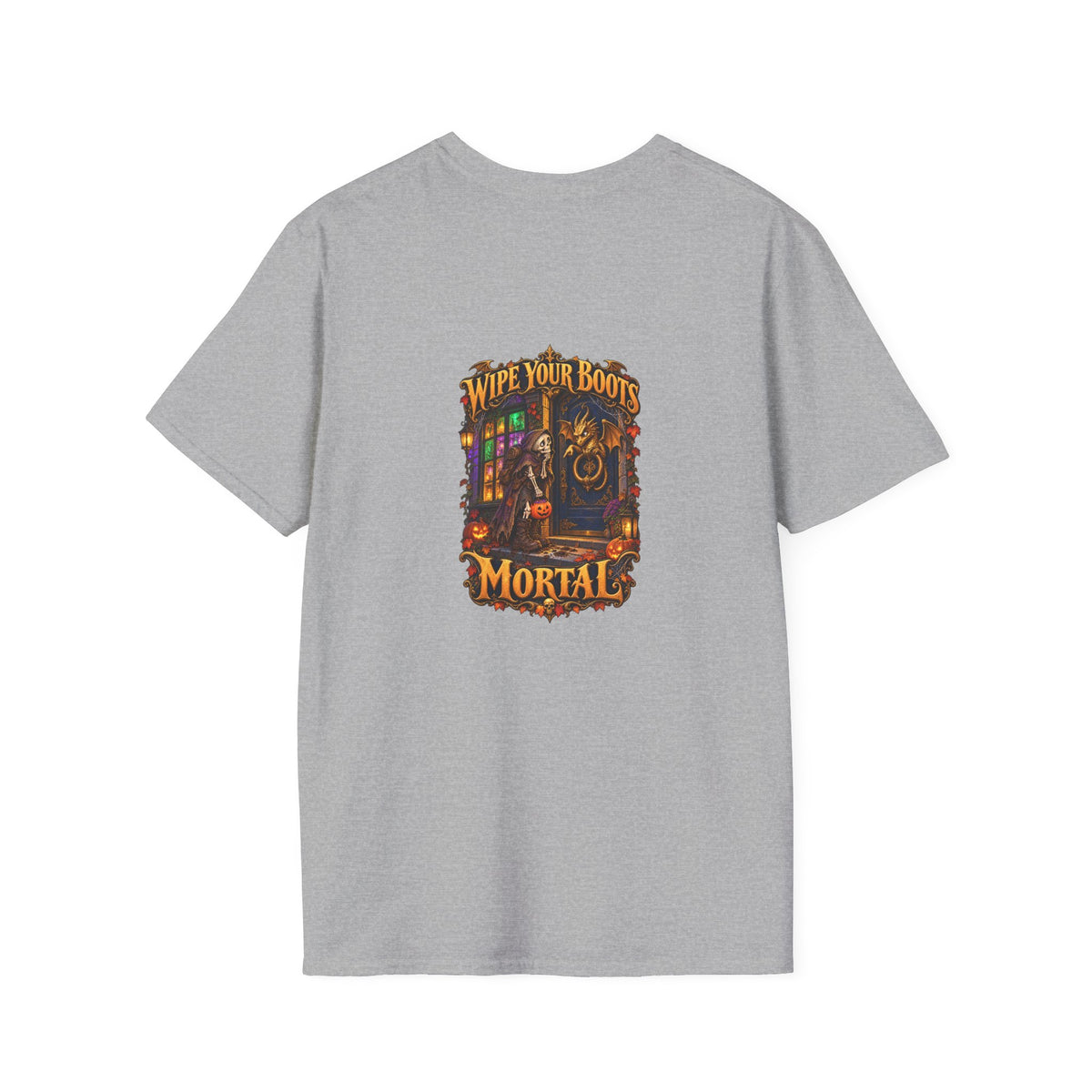 Wipe Your Boots, Mortal! Dragon Door Unisex T-Shirt | Mythikal Sundries™