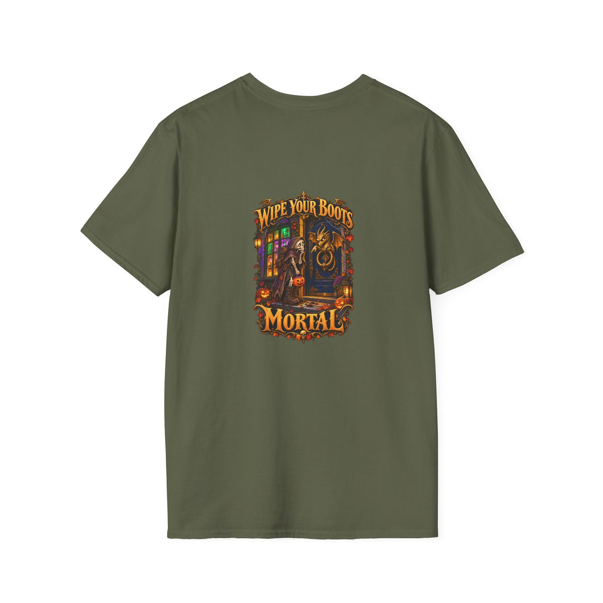 Wipe Your Boots, Mortal! Dragon Door Unisex T-Shirt | Mythikal Sundries™