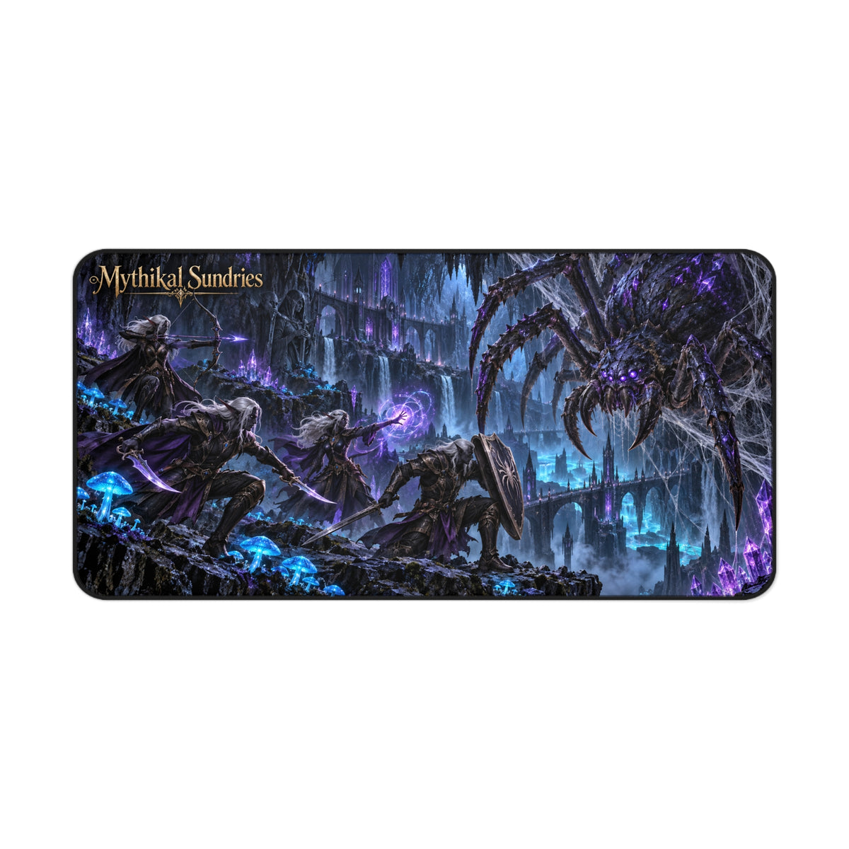Dark Elves vs. Cave Spider Extended Desk Mat