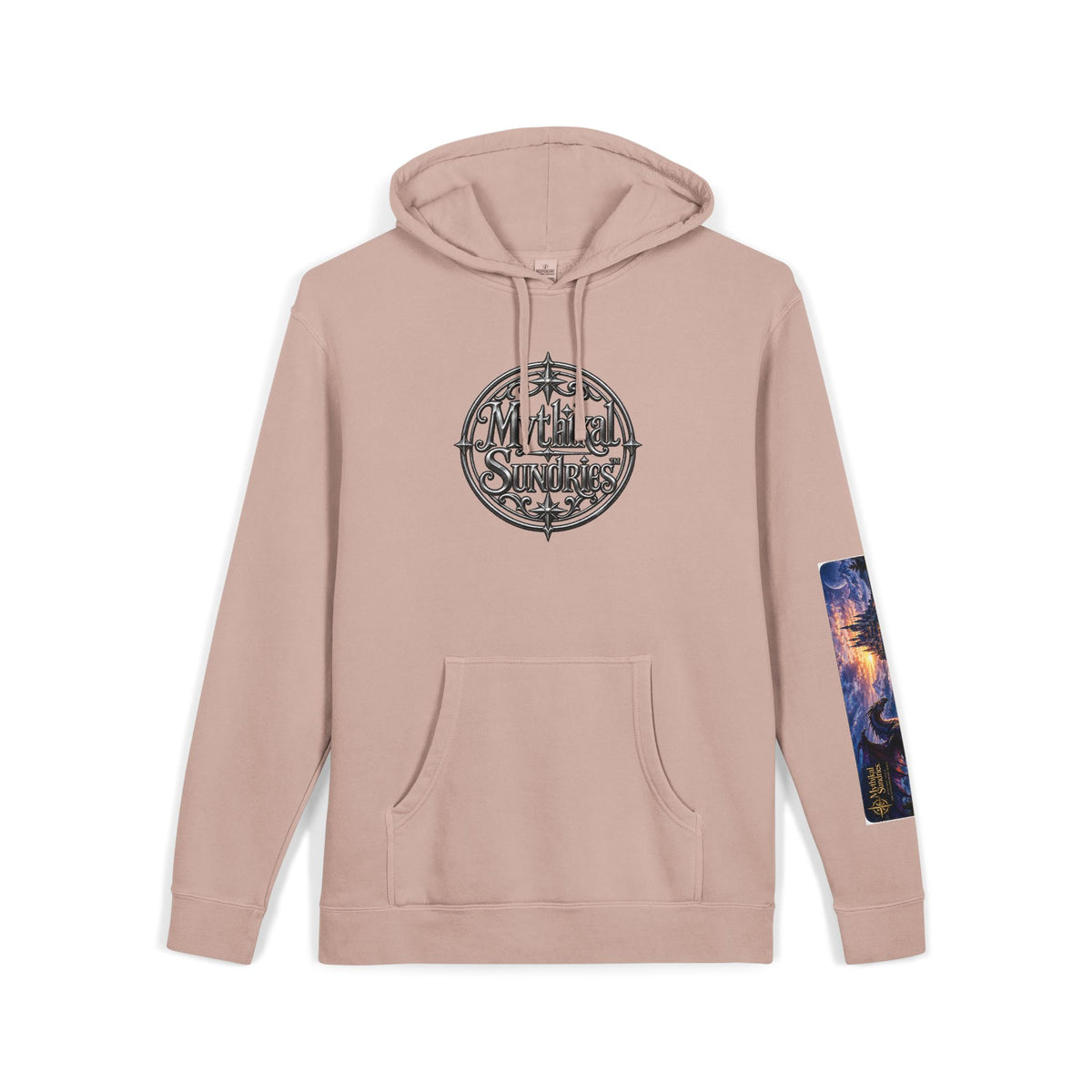 Dragon Battle Hoodie — Fantasy City Back Graphic Pigment-Dyed Sweatshirt