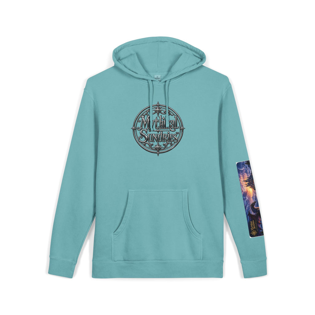 Dragon Battle Hoodie — Fantasy City Back Graphic Pigment-Dyed Sweatshirt