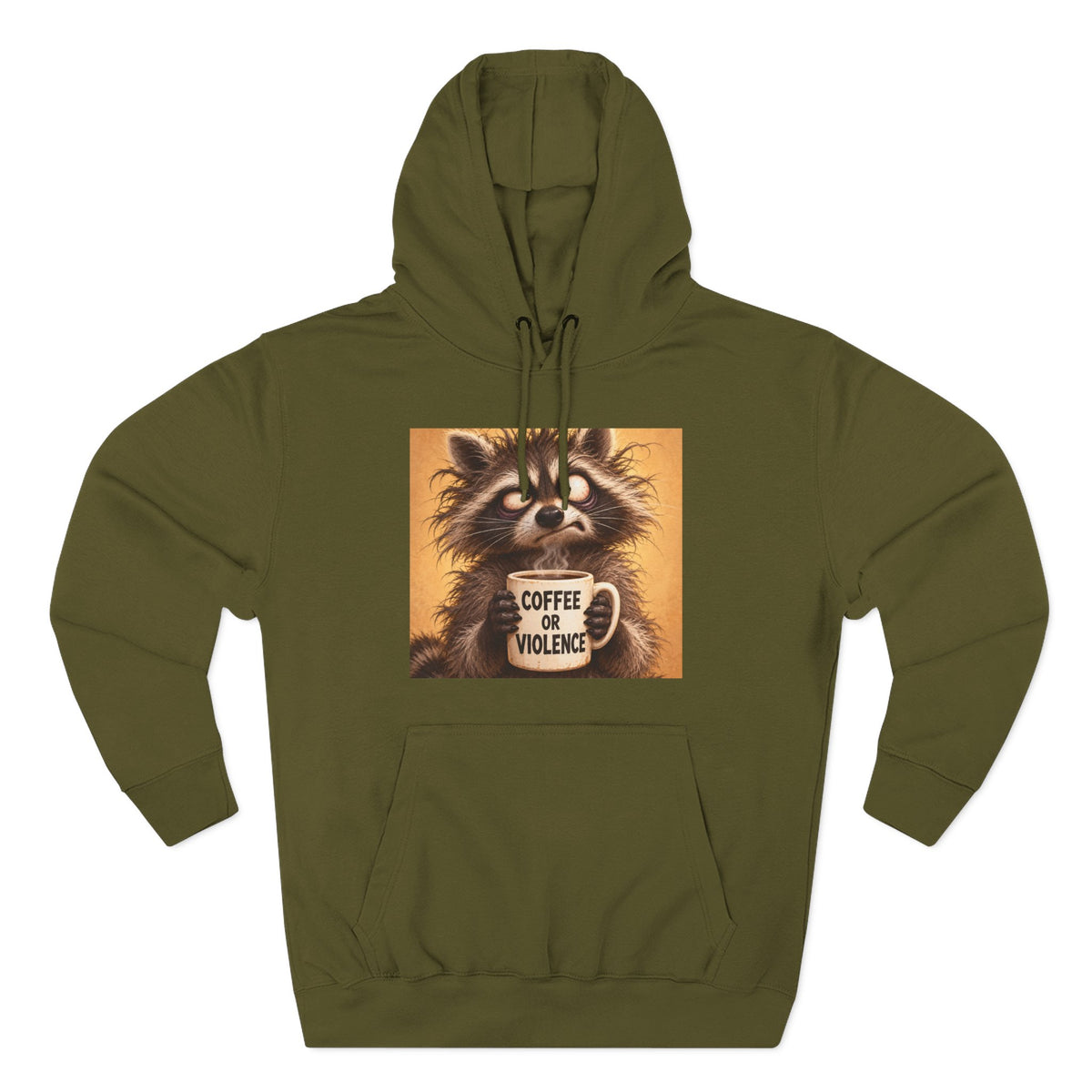 Coffee & Violence Raccoon Hoodie — Funny Vintage Animal Graphic Pullover