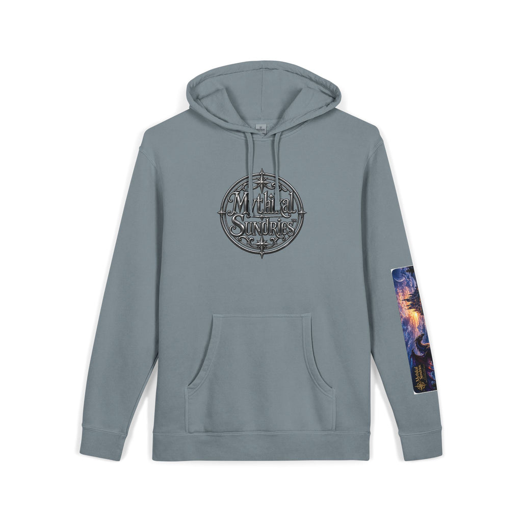 Dragon Battle Hoodie — Fantasy City Back Graphic Pigment-Dyed Sweatshirt