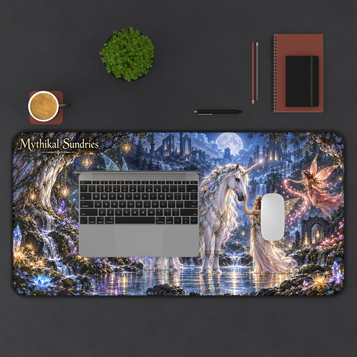 Unicorn & Fairies Enchanted Realm Extended Desk Mat