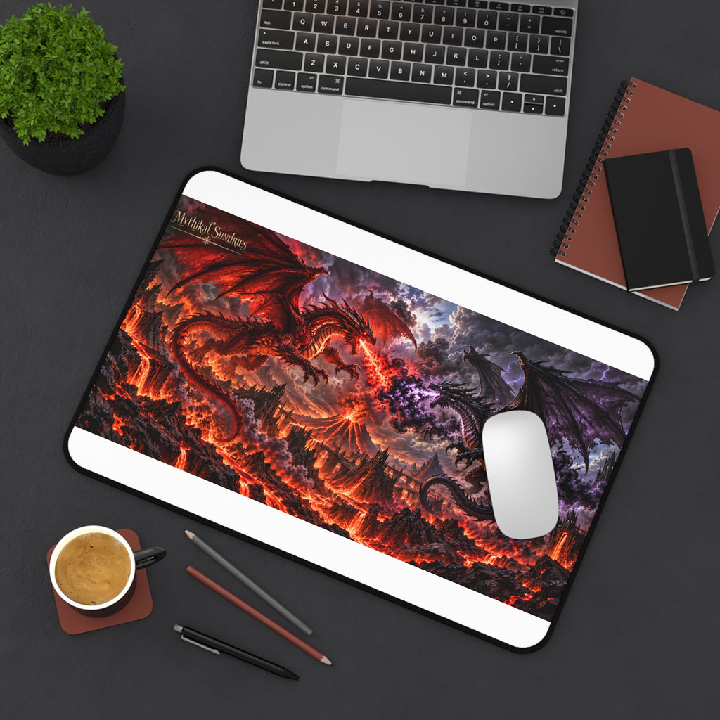Epic Dragon Battle Desk Mat — Fiery vs Shadow Gaming Mouse Pad