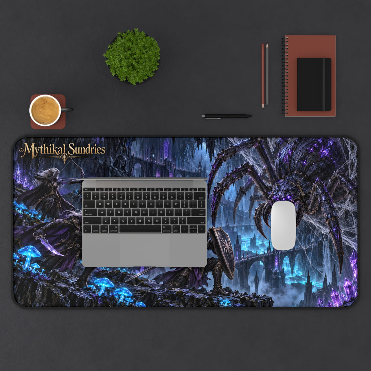 Dark Elves vs. Cave Spider Extended Desk Mat
