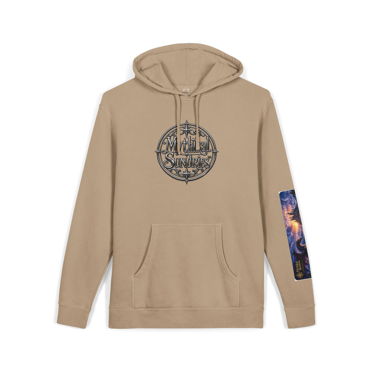 Dragon Battle Hoodie — Fantasy City Back Graphic Pigment-Dyed Sweatshirt