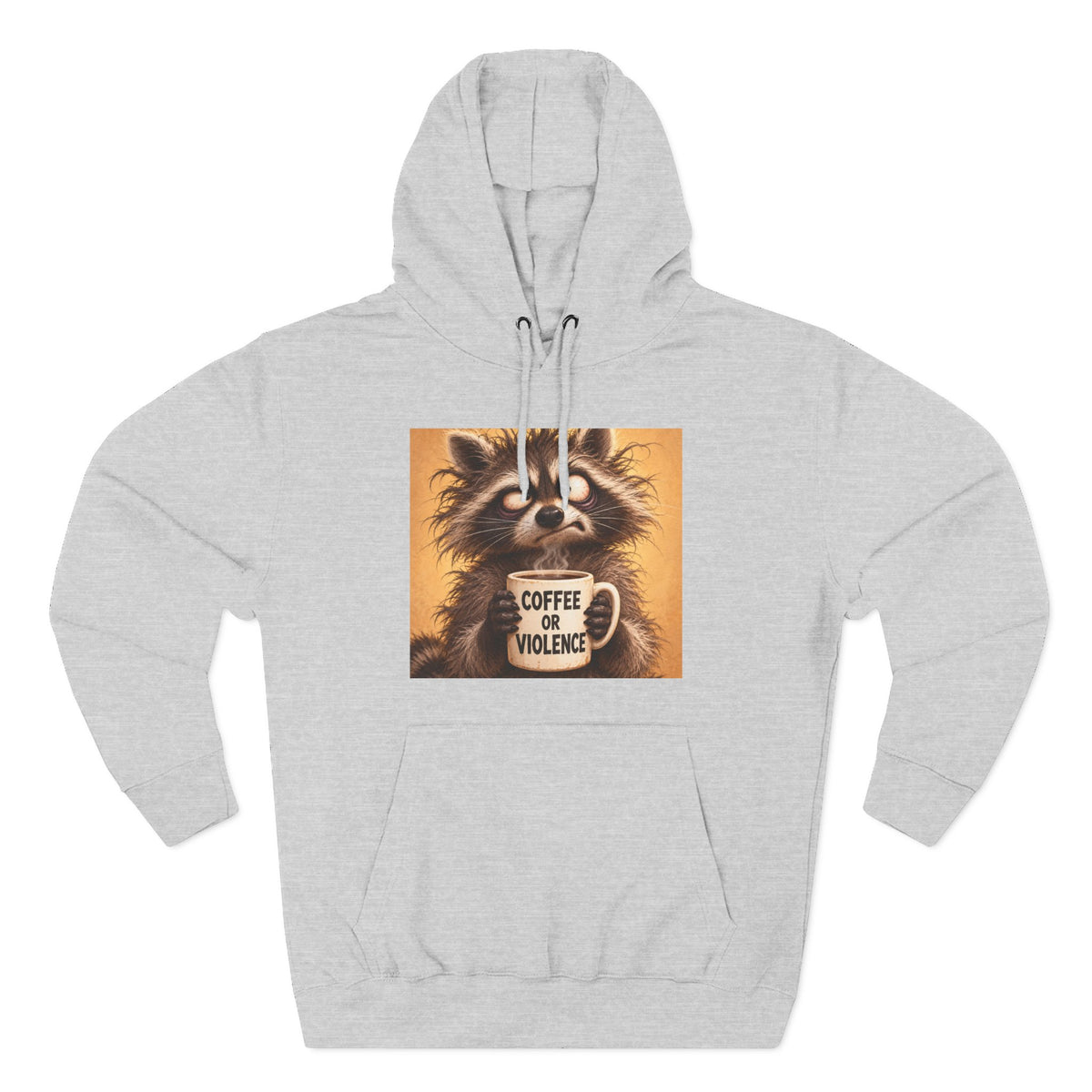 Coffee & Violence Raccoon Hoodie — Funny Vintage Animal Graphic Pullover