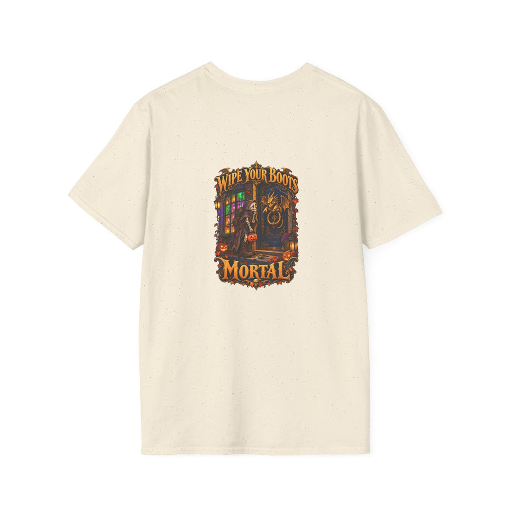 Wipe Your Boots, Mortal! Dragon Door Unisex T-Shirt | Mythikal Sundries™