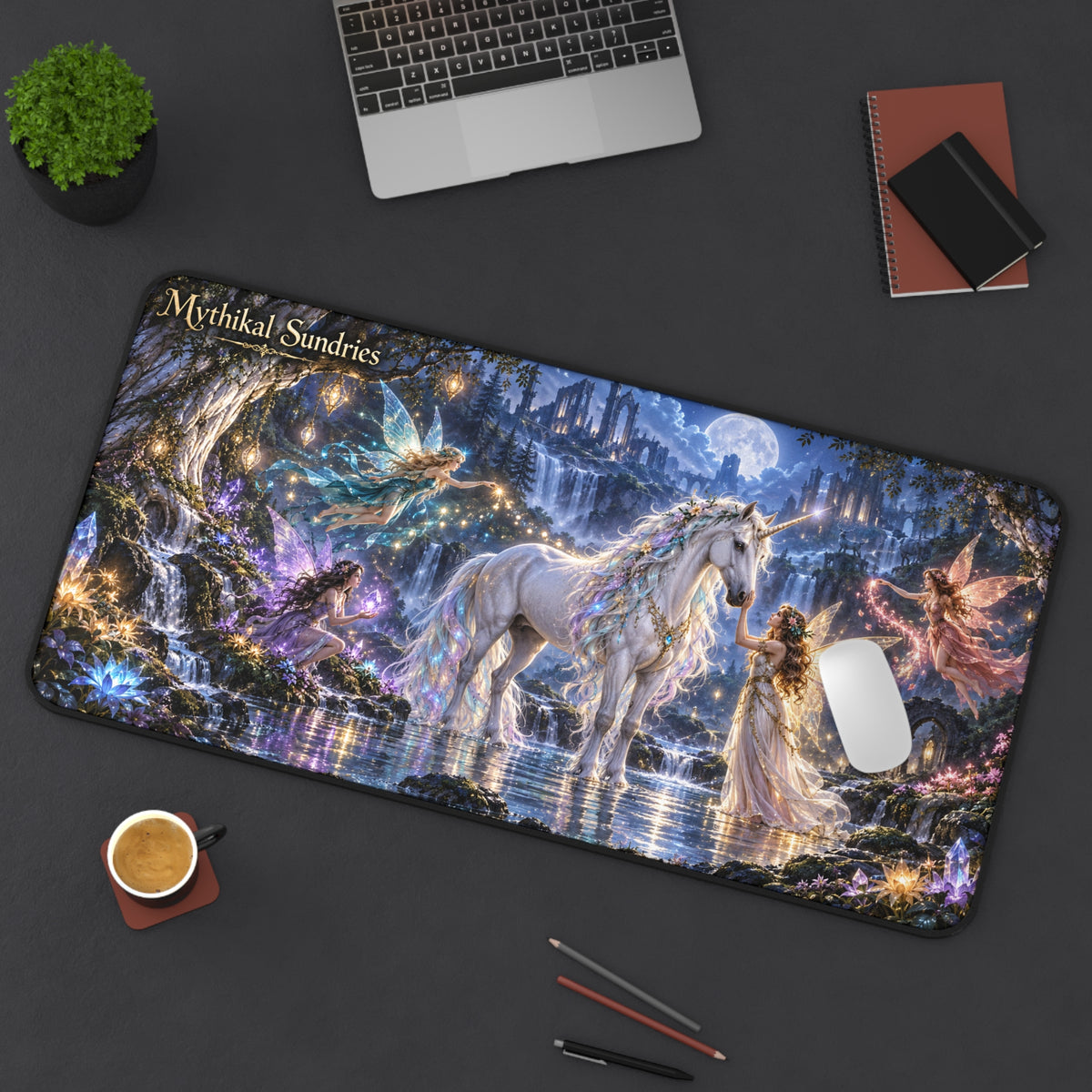 Unicorn & Fairies Enchanted Realm Extended Desk Mat