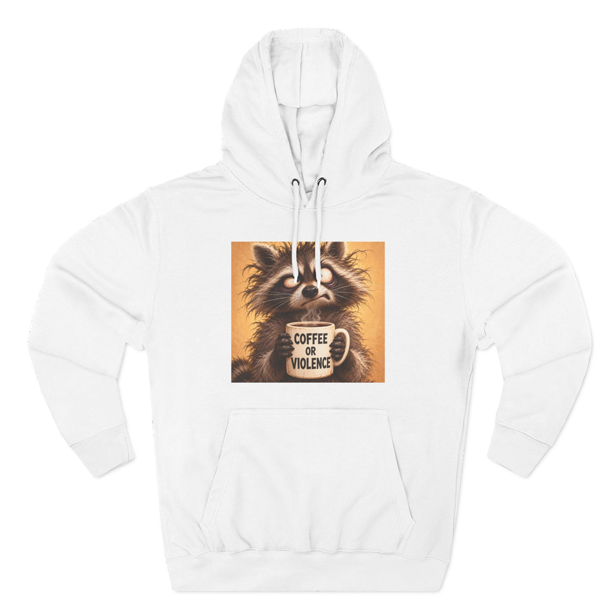 Coffee & Violence Raccoon Hoodie — Funny Vintage Animal Graphic Pullover