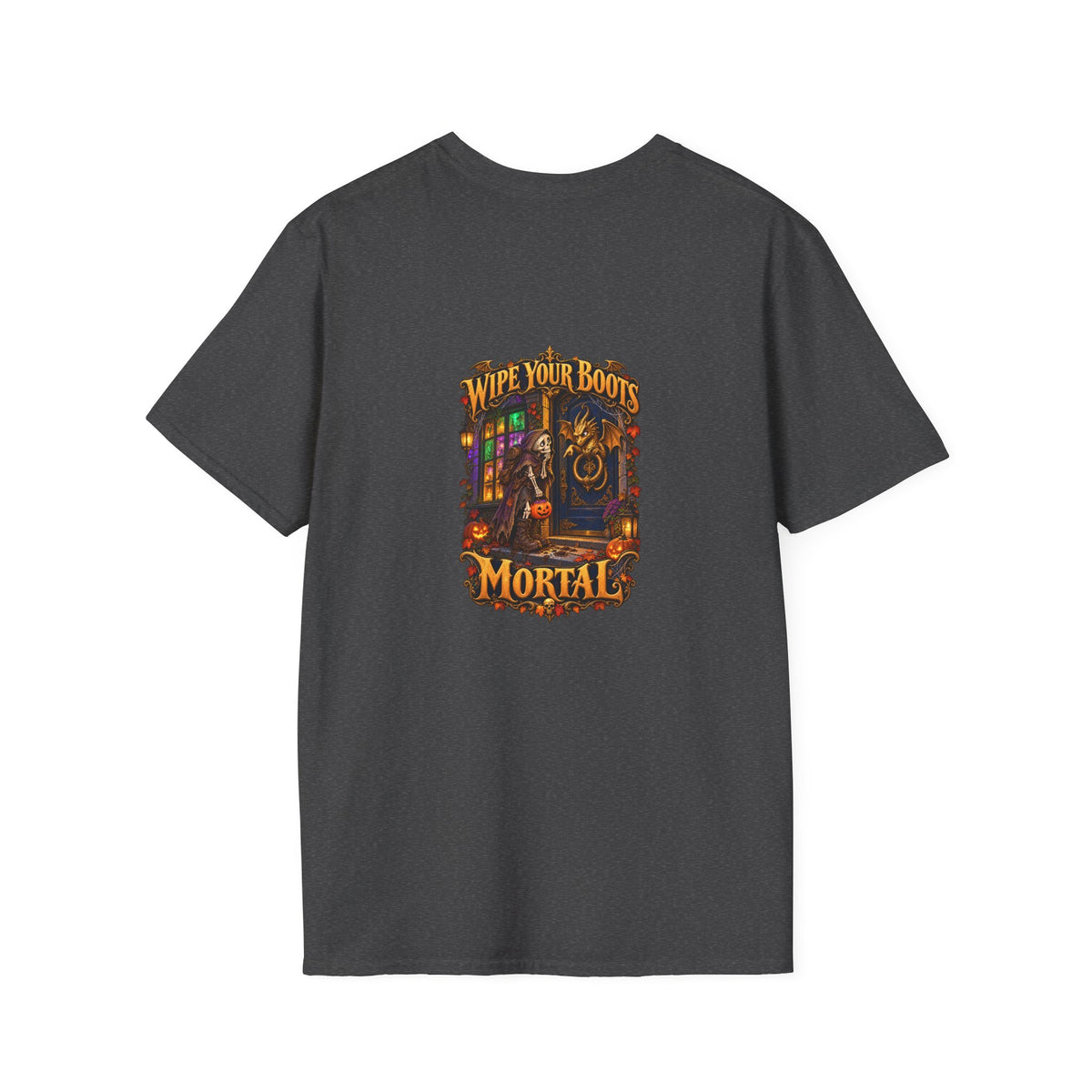 Wipe Your Boots, Mortal! Dragon Door Unisex T-Shirt | Mythikal Sundries™