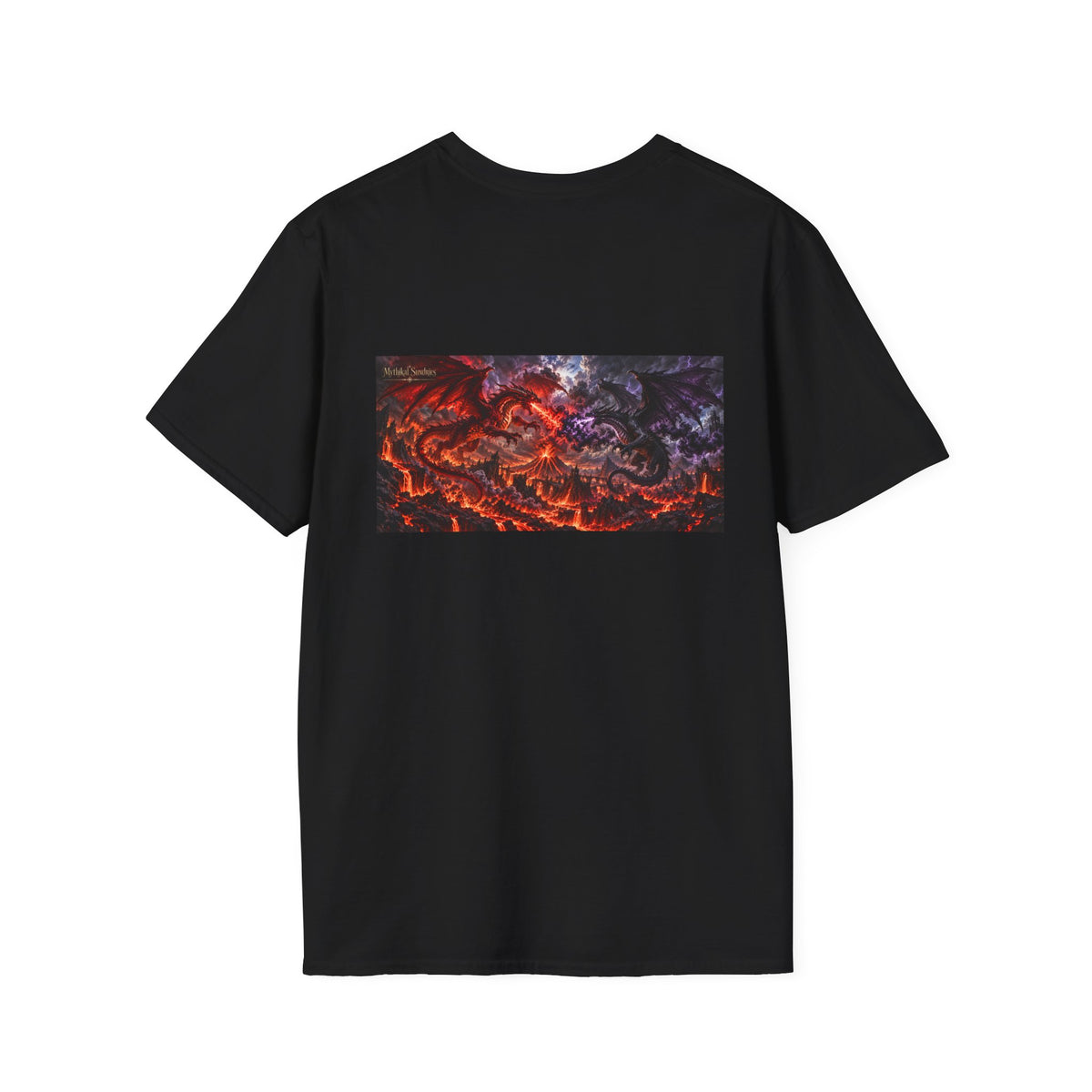 Twin Dragons Clash Unisex Softstyle T-Shirt | Mythikal Sundries™