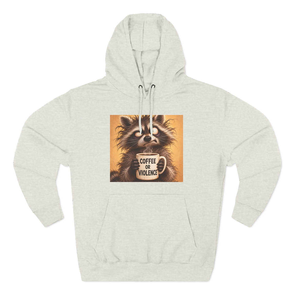 Coffee & Violence Raccoon Hoodie — Funny Vintage Animal Graphic Pullover