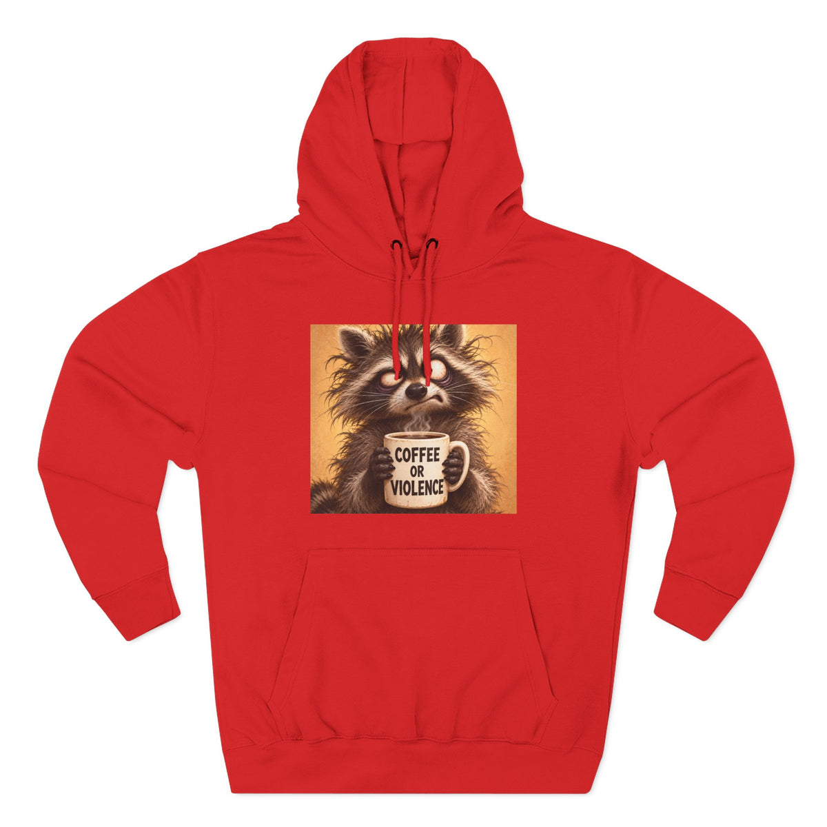 Coffee & Violence Raccoon Hoodie — Funny Vintage Animal Graphic Pullover