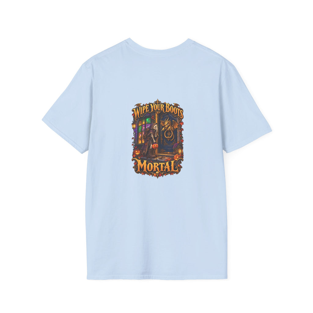 Wipe Your Boots, Mortal! Dragon Door Unisex T-Shirt | Mythikal Sundries™