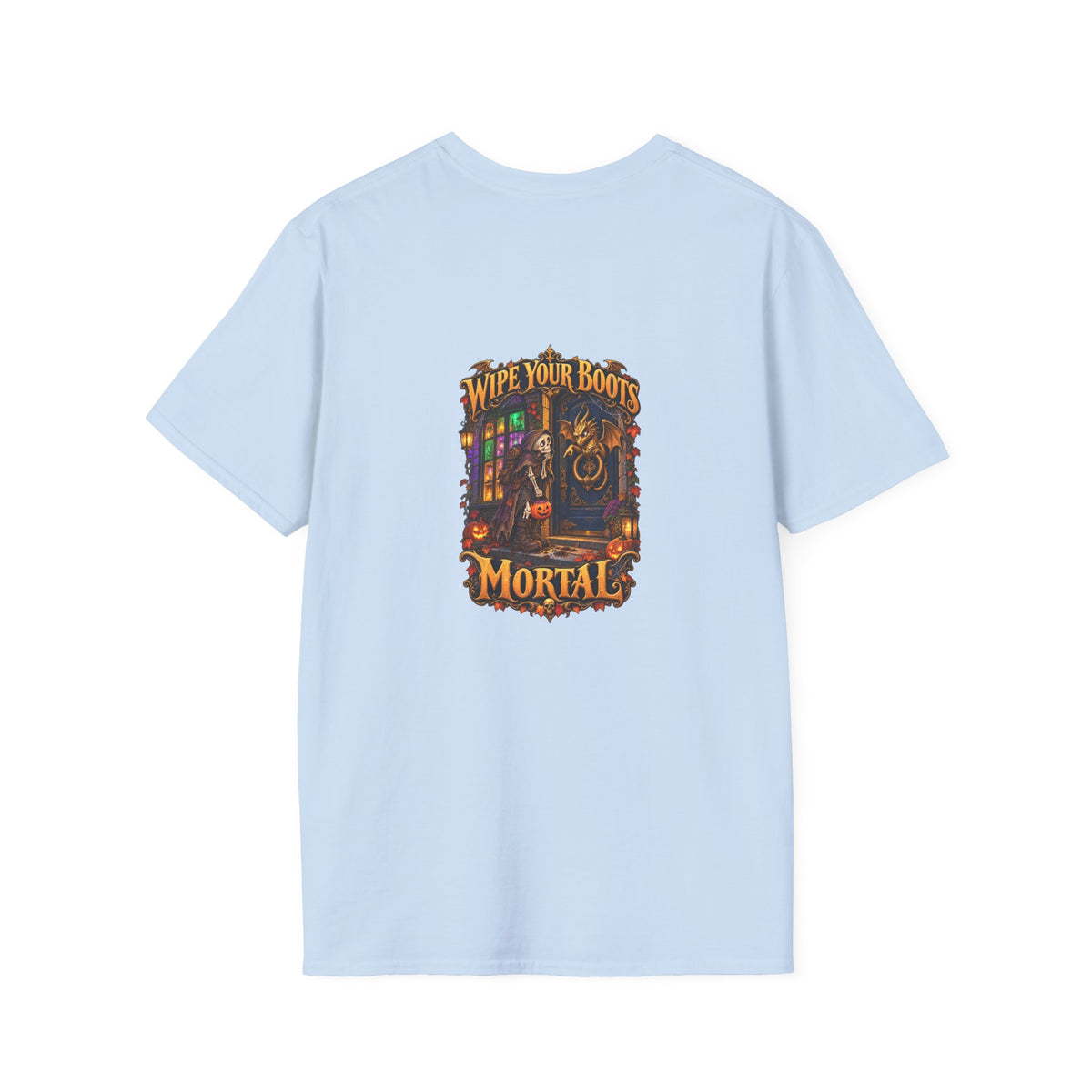 Wipe Your Boots, Mortal! Dragon Door Unisex T-Shirt | Mythikal Sundries™