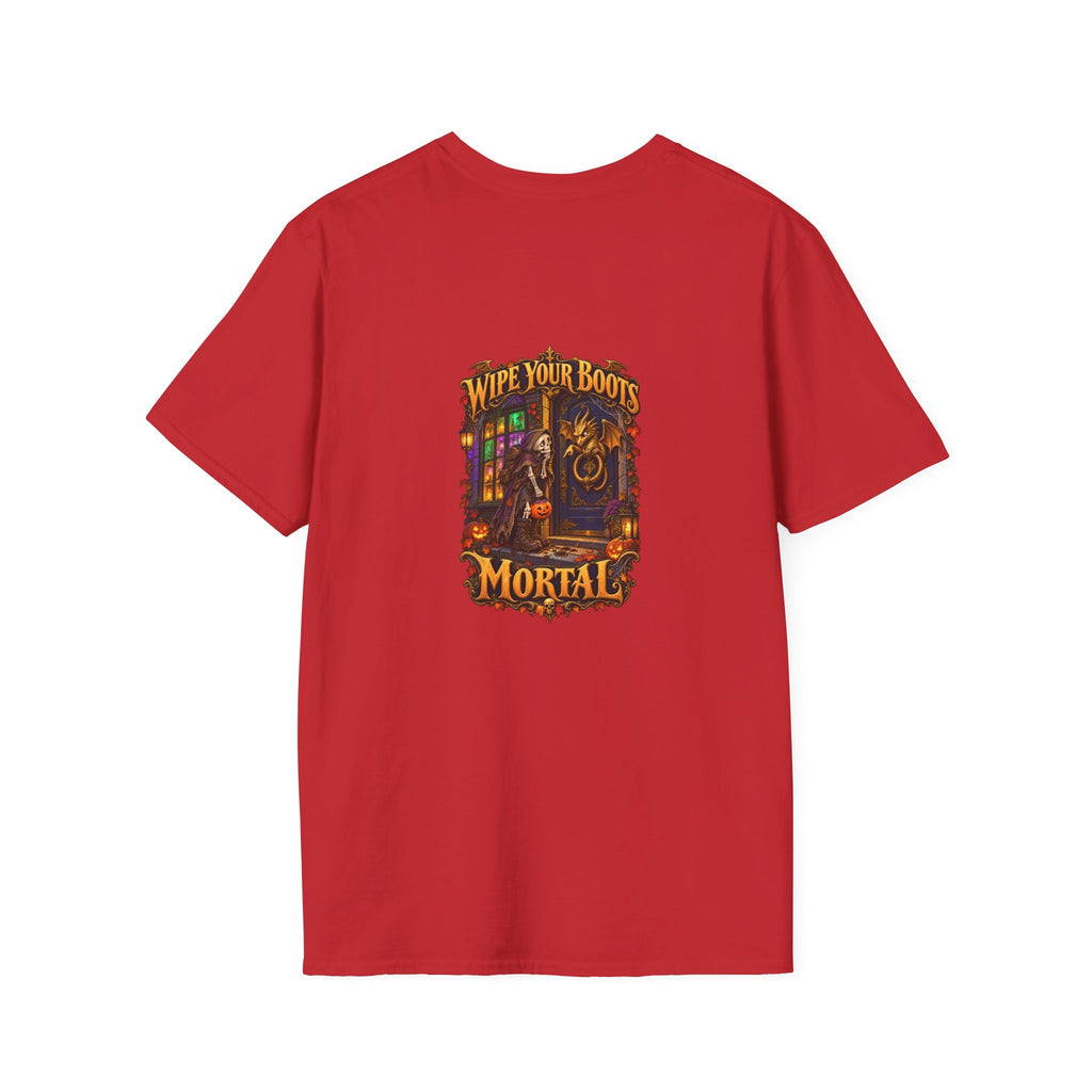 Wipe Your Boots, Mortal! Dragon Door Unisex T-Shirt | Mythikal Sundries™