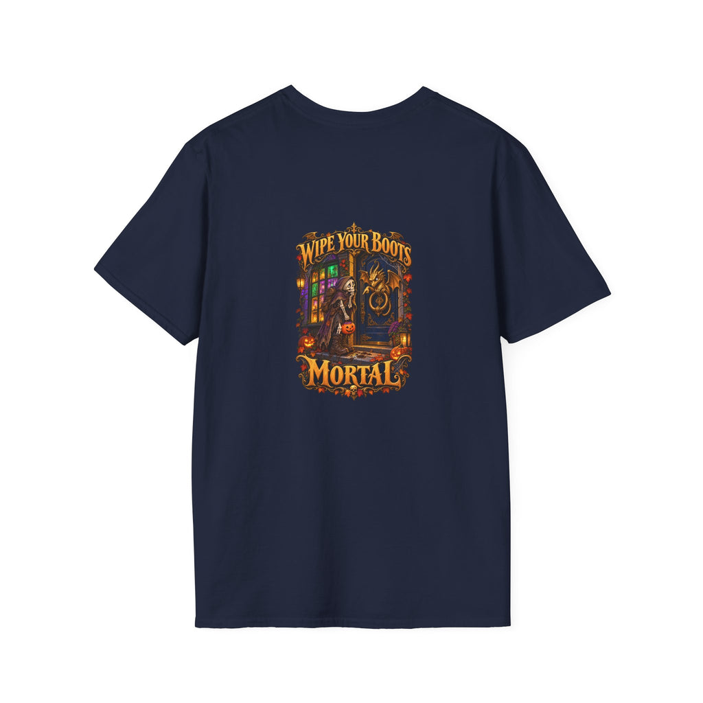 Wipe Your Boots, Mortal! Dragon Door Unisex T-Shirt | Mythikal Sundries™