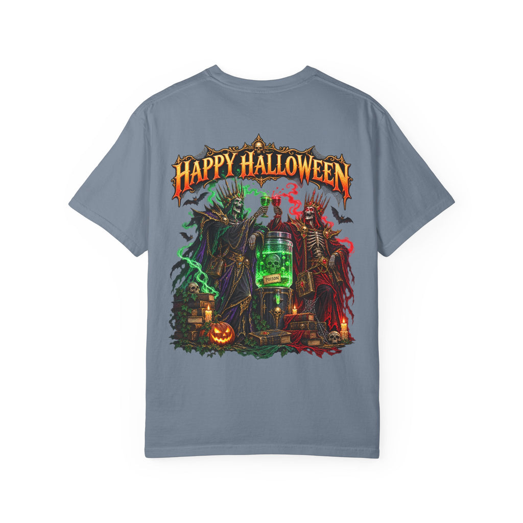 Halloween Haunted Laboratory T-Shirt — "Happy Halloween" Spooky Potion Graphic