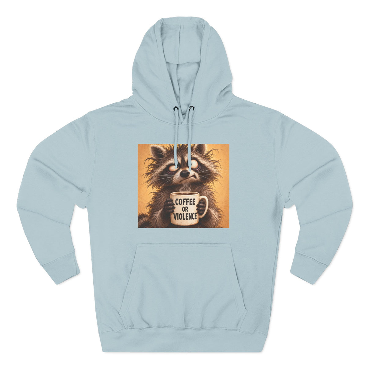 Coffee & Violence Raccoon Hoodie — Funny Vintage Animal Graphic Pullover