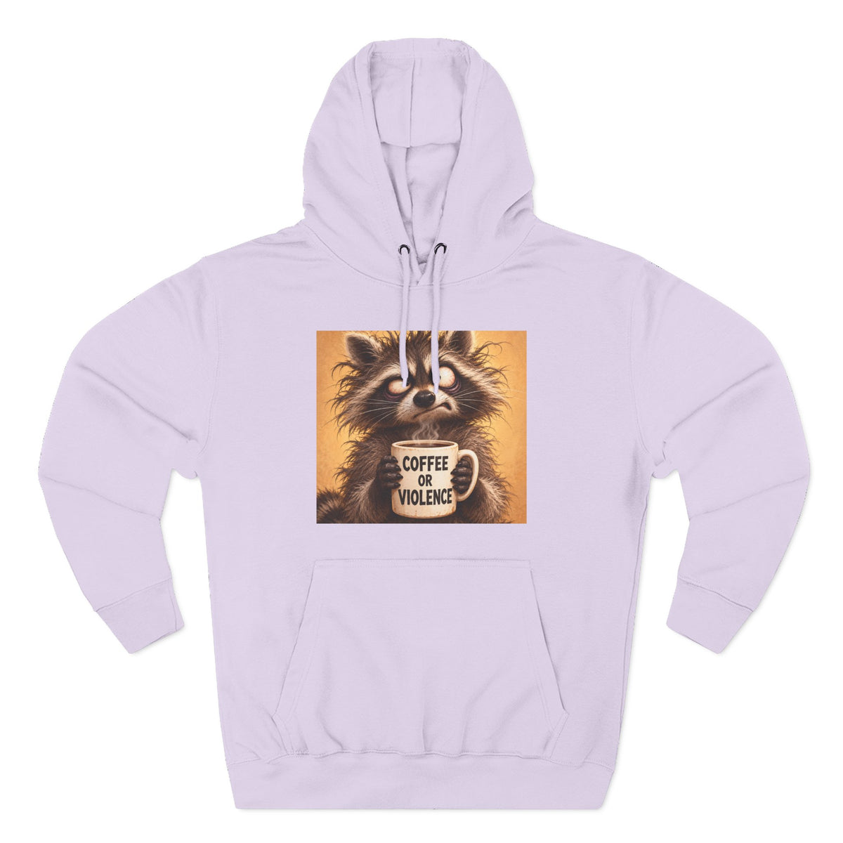 Coffee & Violence Raccoon Hoodie — Funny Vintage Animal Graphic Pullover