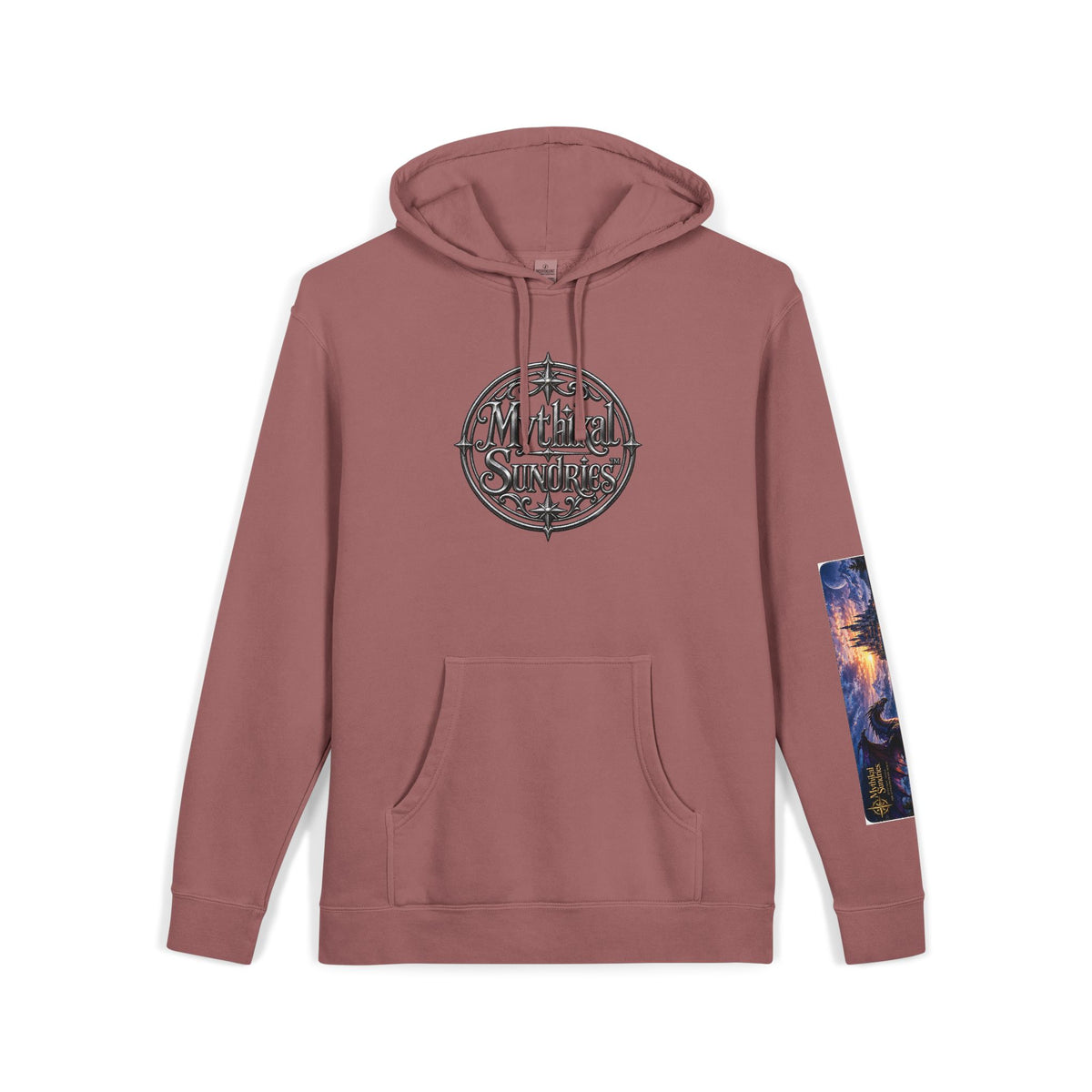 Dragon Battle Hoodie — Fantasy City Back Graphic Pigment-Dyed Sweatshirt