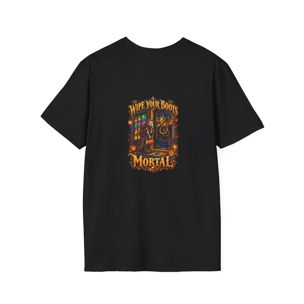 Wipe Your Boots, Mortal! Dragon Door Unisex T-Shirt | Mythikal Sundries™