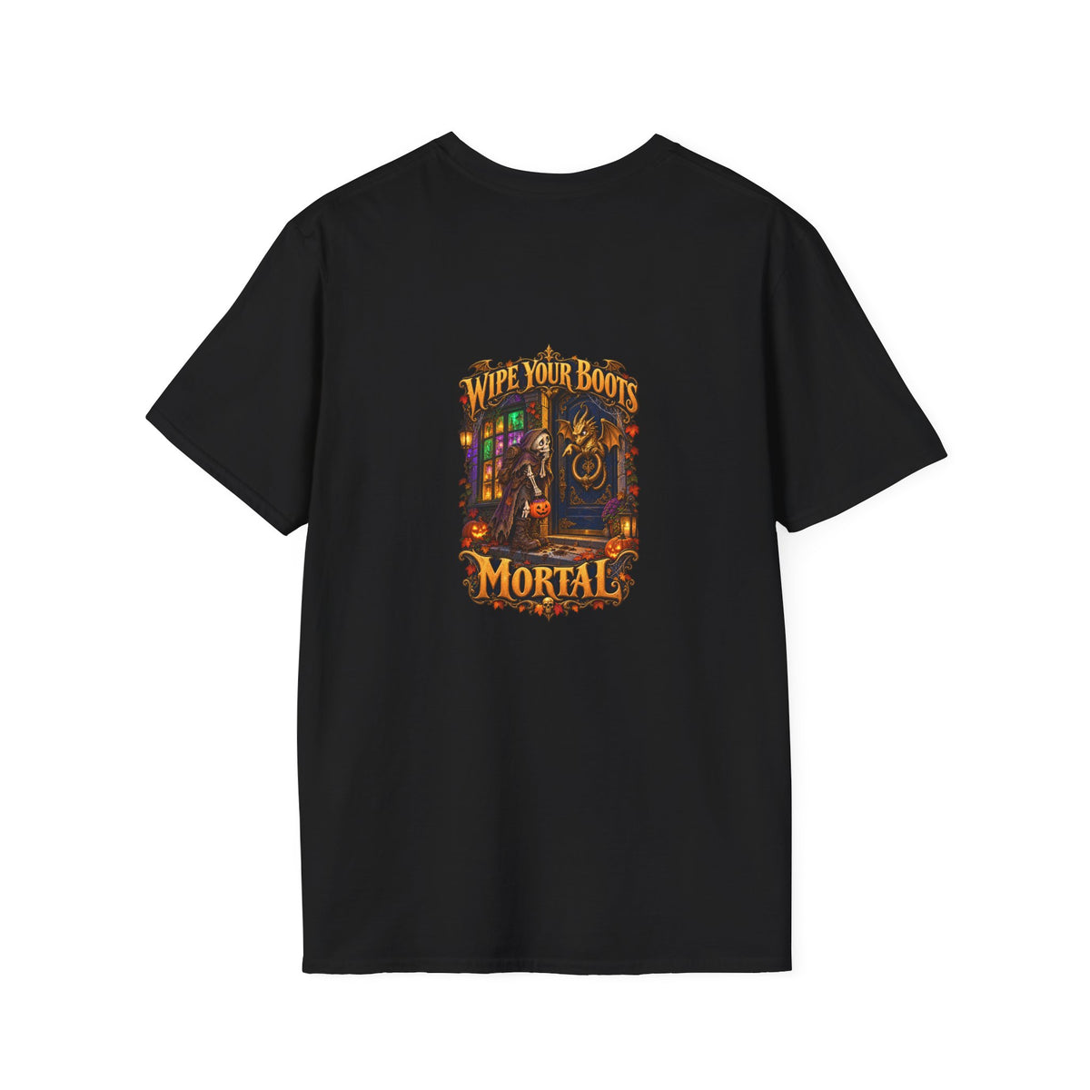 Wipe Your Boots, Mortal! Dragon Door Unisex T-Shirt | Mythikal Sundries™